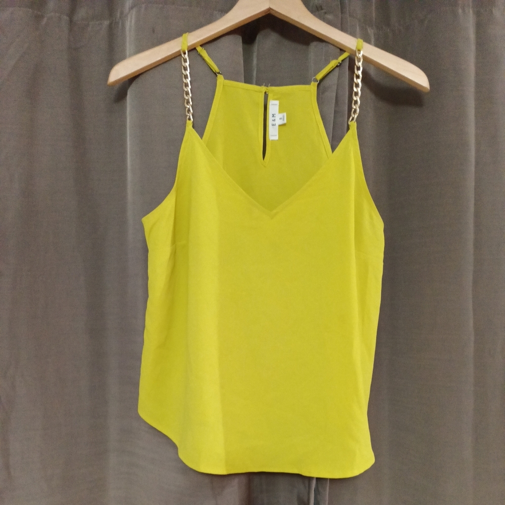 E&M Mustard Yellow Dressy Tank Blouse Small